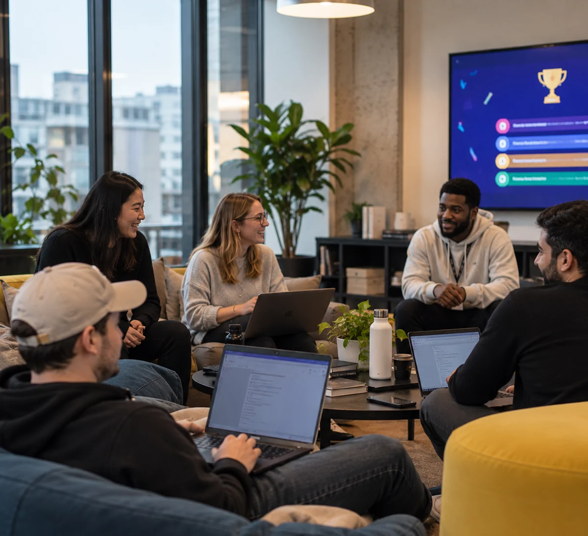 Employees taking part in a workplace training session